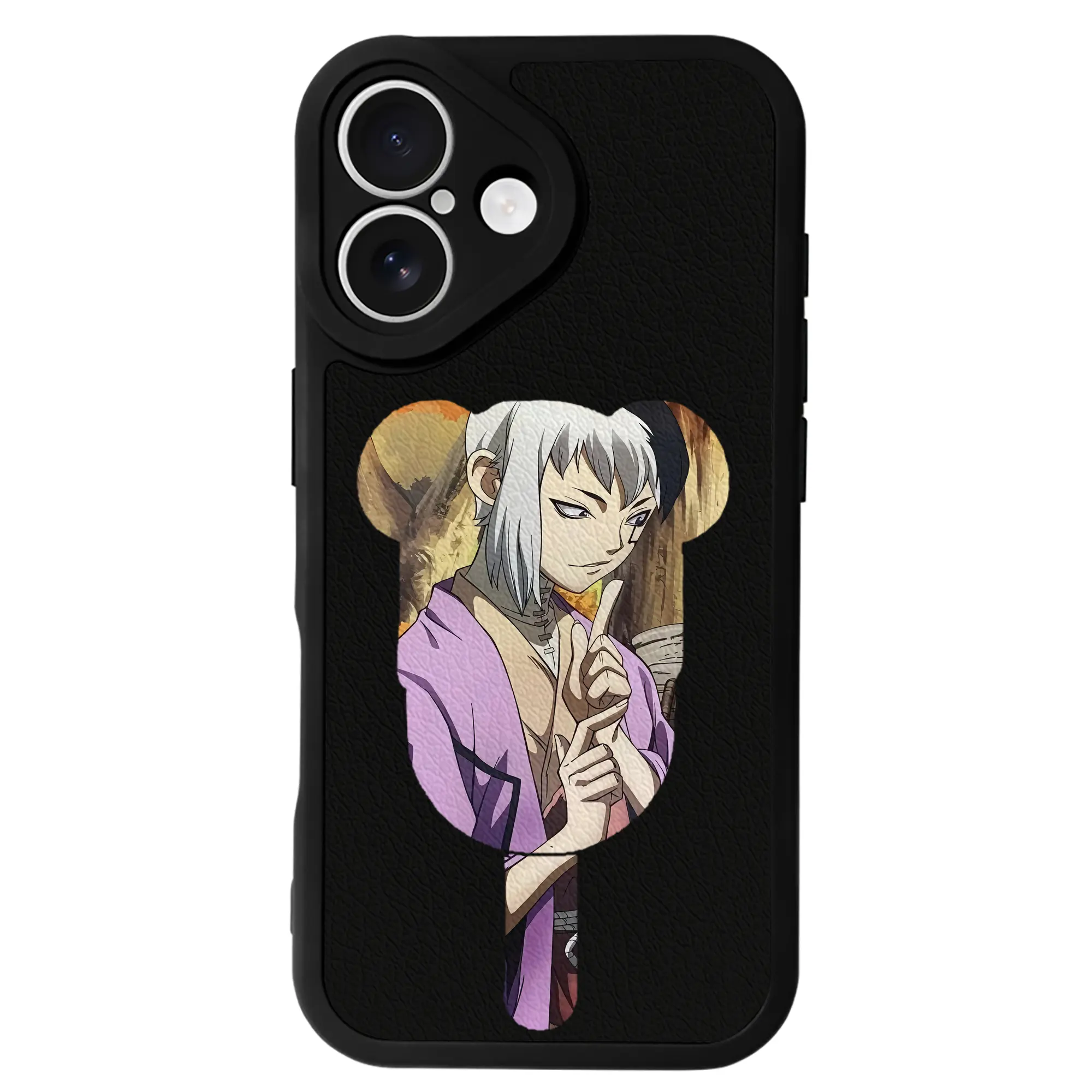 ドクターストーン グッズ,ゲン 銀狼 - IPhone 16シリーズ対応 ・ シリコンスマホケース ・ レザー調 ・ 高精度フィット ・ 耐衝撃 ・ ワイヤレス充電対応 ・ 精密カット